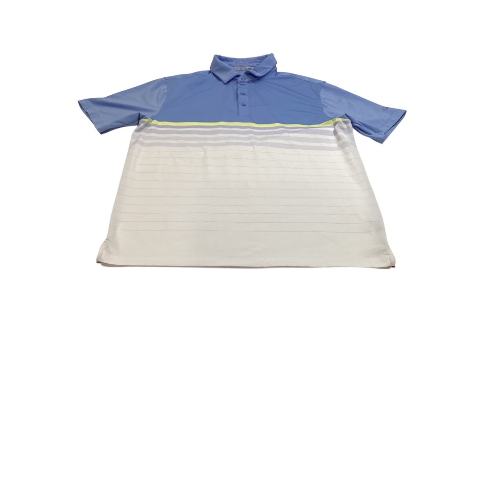 Walter Hagen Large Blue White Colorblock‎ Striped Performance Golf Polo Shirt